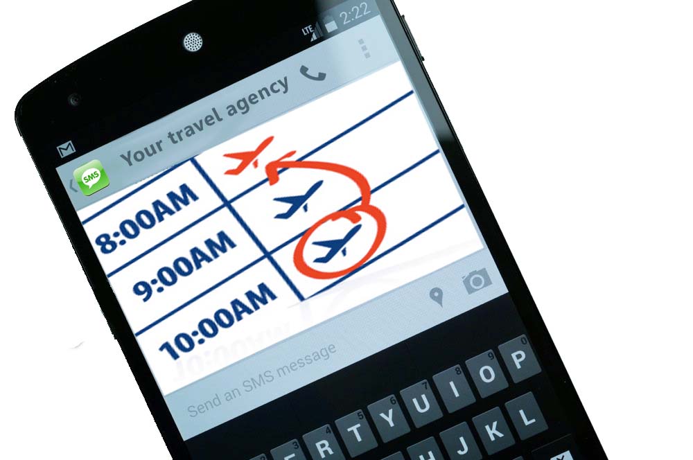 Flights updates and approval via SMS